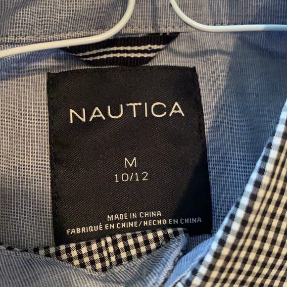 Nautica Navy & White Gingham Shirt - Picture 5 of 6